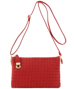 Fashion Woven Clutch Crossbody Bag WU042 RED/